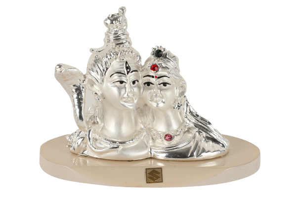 God Idol - Shiva Parvati (Resin) | 24k Silver Plated