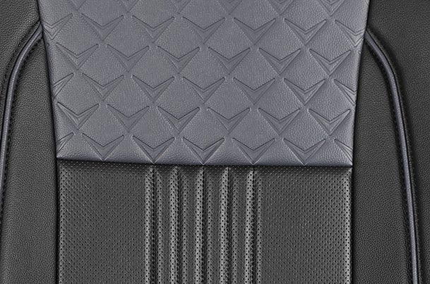 Seat Cover Grey Cross Black Lining Finish | EECO (6 Seater)