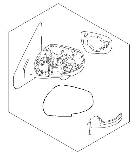 MIRROR ASSEMBLYOUT REAR VIEW LEFT HAND SIDE (BLACK)