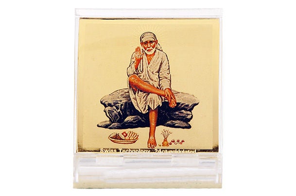 Dashboard Frame Sai Baba Acrylic 24k Gold Plated