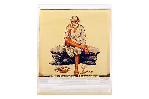 Dashboard Frame Sai Baba Acrylic 24k Gold Plated