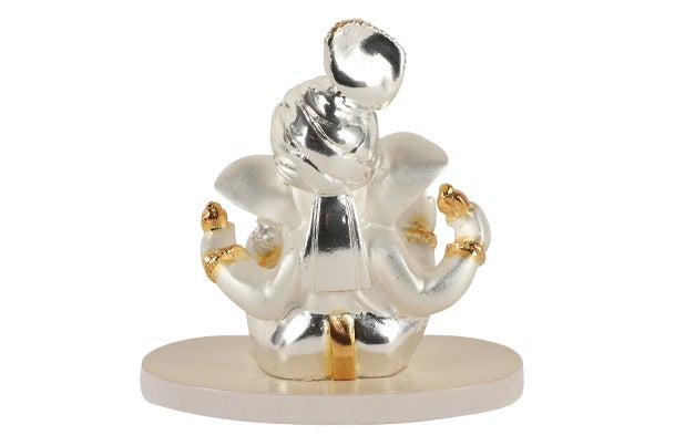 God Idol - Pagdi Ganesha (Resin) | 24k Silver Plated