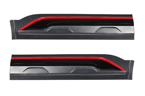 Door Cladding - Dark Grey & Sizzling Red with Gloss Black Insert | Brezza
