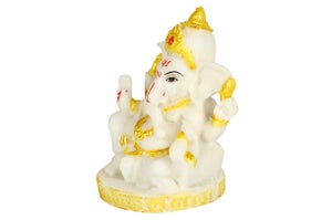 God Idol - Ganesha (Ceramic) | White & Yellow