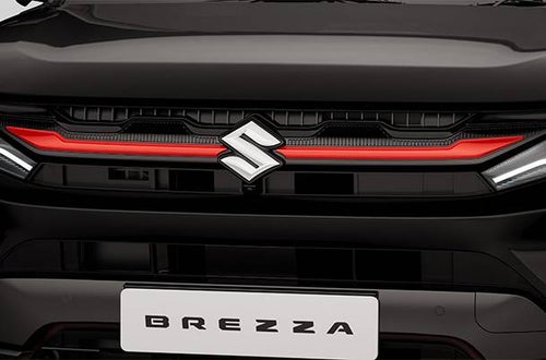 Image of Front Grille Garnish - Gloss Black & Sizzling Red Finish | Brezza (Z+ Variant)