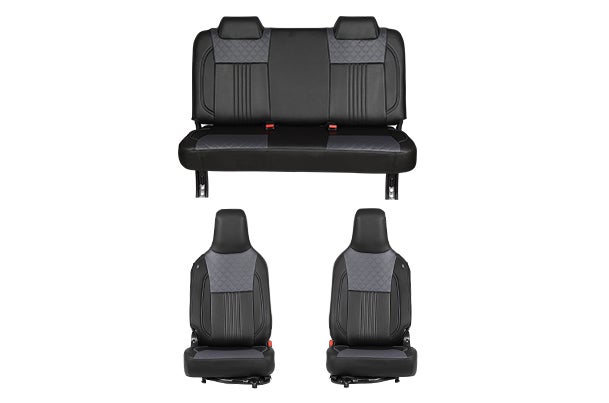 Seat Cover Grey Cross Black Lining Finish | EECO (6 Seater)