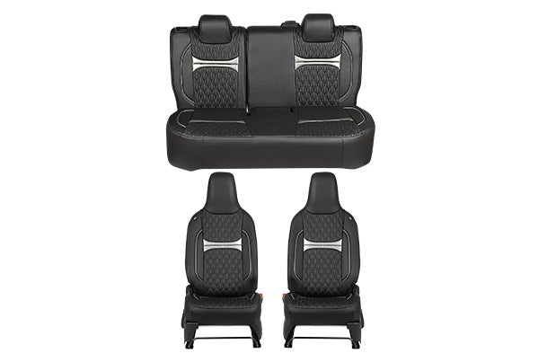 Seat Cover Black Dew Drops Silver Highlight | WagonR (V/Z/Z+)