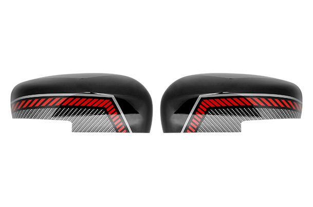 ORVM Auto Cover - Carbon Sprint - Red Stripes (Winker)| New Swift (Z+/Z/V)
