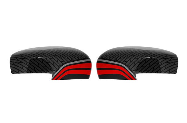 ORVM Auto Cover - Black Circuit - Red Stripes (Winker)| New Swift (Z+/Z/V)