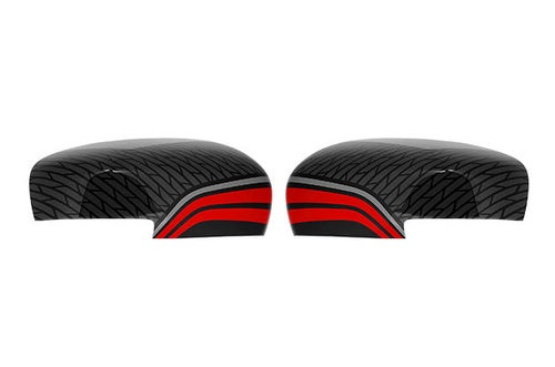 ORVM Auto Cover - Black Circuit - Red Stripes (Winker)| New Swift (Z+/Z/V)