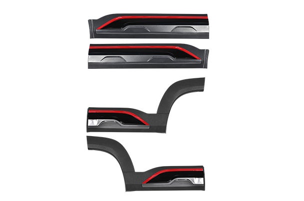 Door Cladding - Dark Grey & Sizzling Red with Gloss Black Insert | Brezza